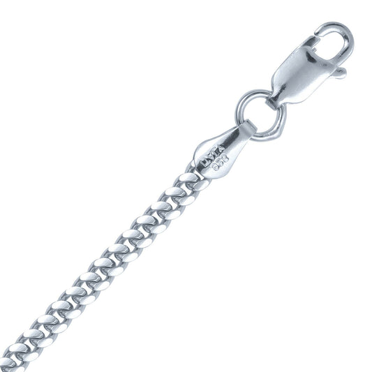 2.6mm Italian Rhodium Plated Sterling Silver Miami Cuban Chain