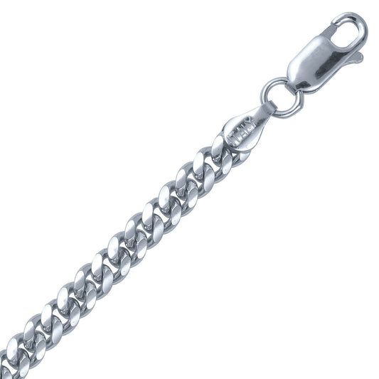 4.1mm Italian Rhodium Plated Sterling Silver Miami Cuban Chain