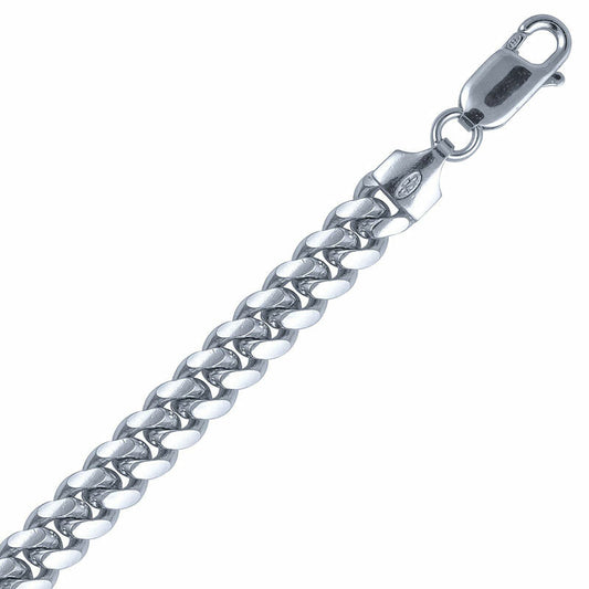 6.3mm Italian Rhodium Plated Sterling Silver Miami Cuban Chain