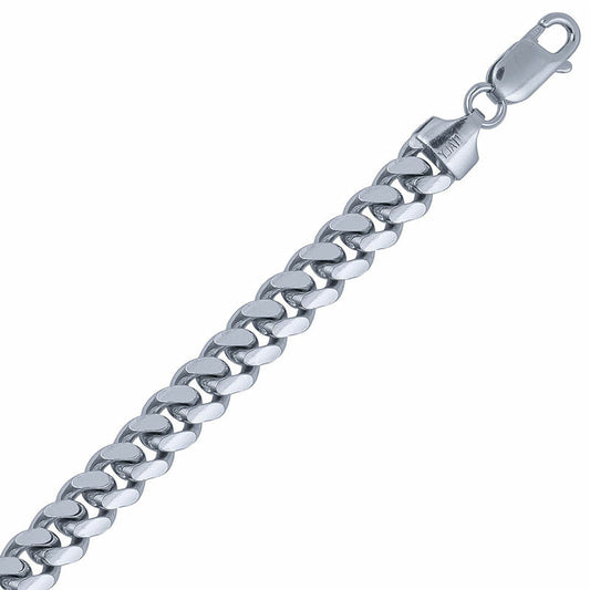 7mm Italian Rhodium Plated Sterling Silver Miami Cuban Chain