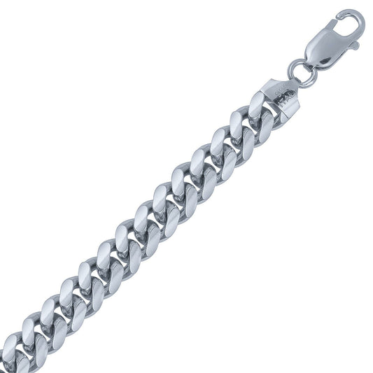 8.4mm Italian Rhodium Plated Sterling Silver Miami Cuban Chain