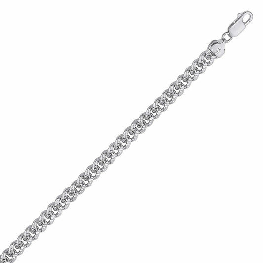 (MIA200D) 7mm Italian Rhodium Plated Sterling Silver Diamond Cut Pave Miami Cuban Chain