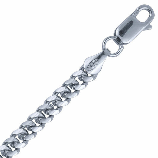4.9mm Italian Rhodium Plated Sterling Silver Miami Cuban Chain